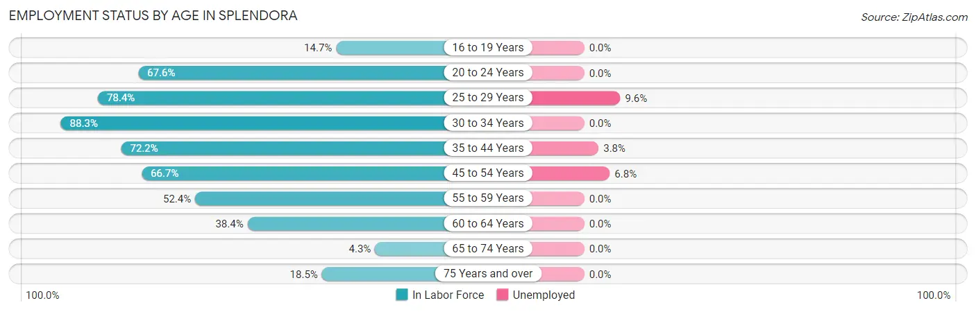 Employment Status by Age in Splendora