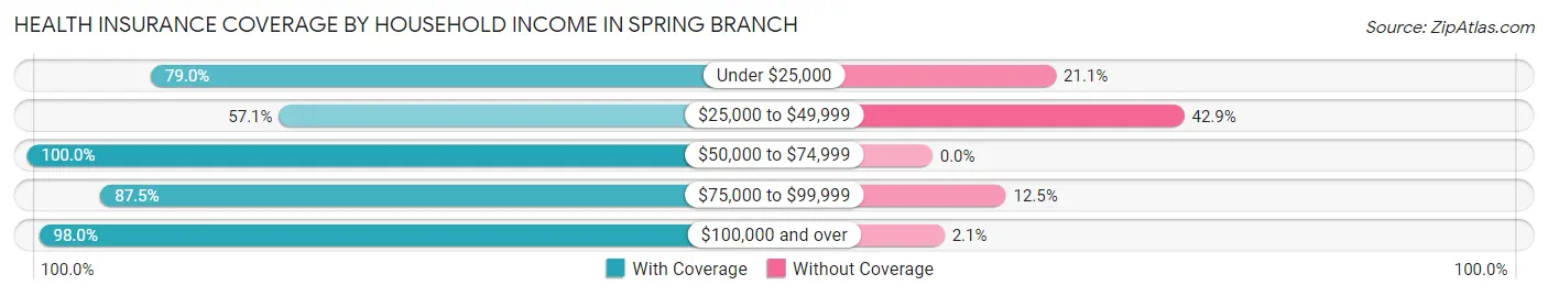 Health Insurance Coverage by Household Income in Spring Branch