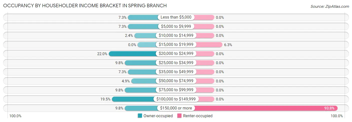 Occupancy by Householder Income Bracket in Spring Branch