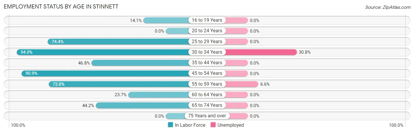 Employment Status by Age in Stinnett