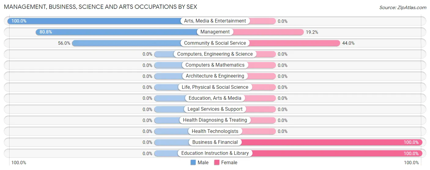 Management, Business, Science and Arts Occupations by Sex in Stratford
