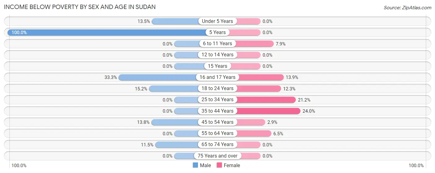 Income Below Poverty by Sex and Age in Sudan