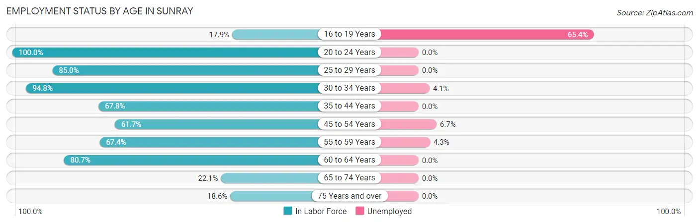 Employment Status by Age in Sunray