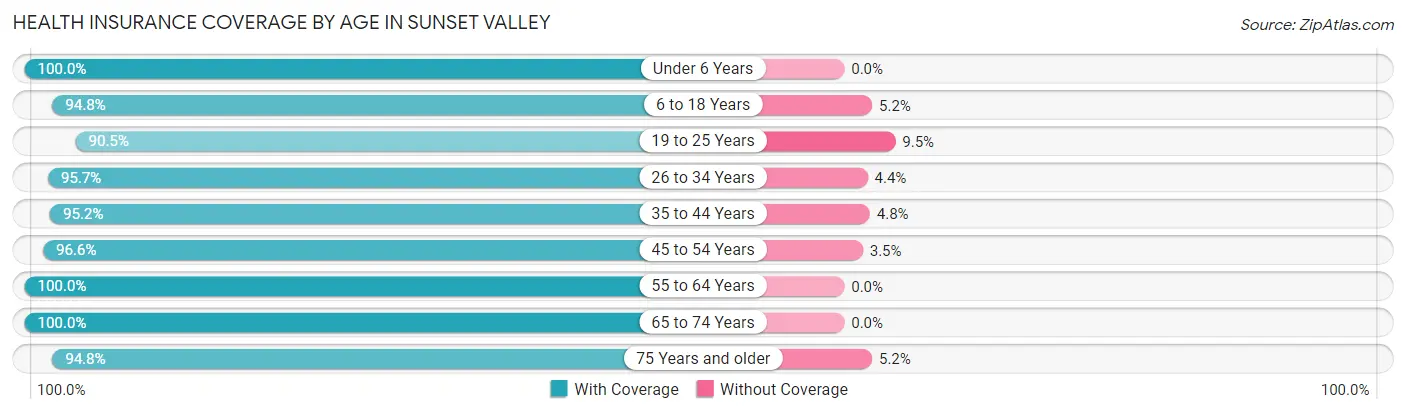Health Insurance Coverage by Age in Sunset Valley