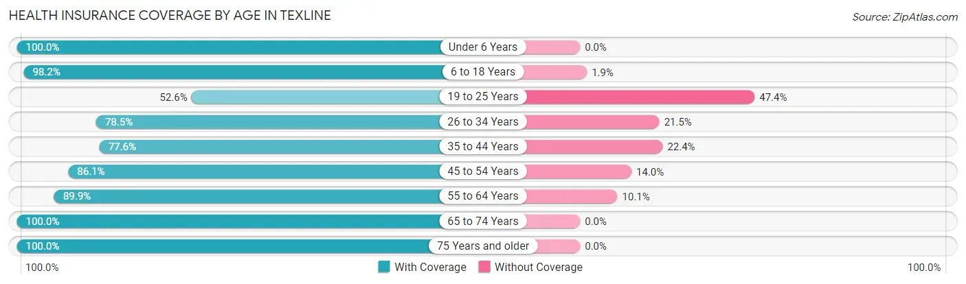 Health Insurance Coverage by Age in Texline