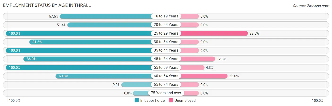 Employment Status by Age in Thrall