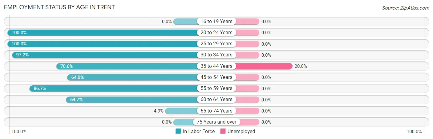 Employment Status by Age in Trent