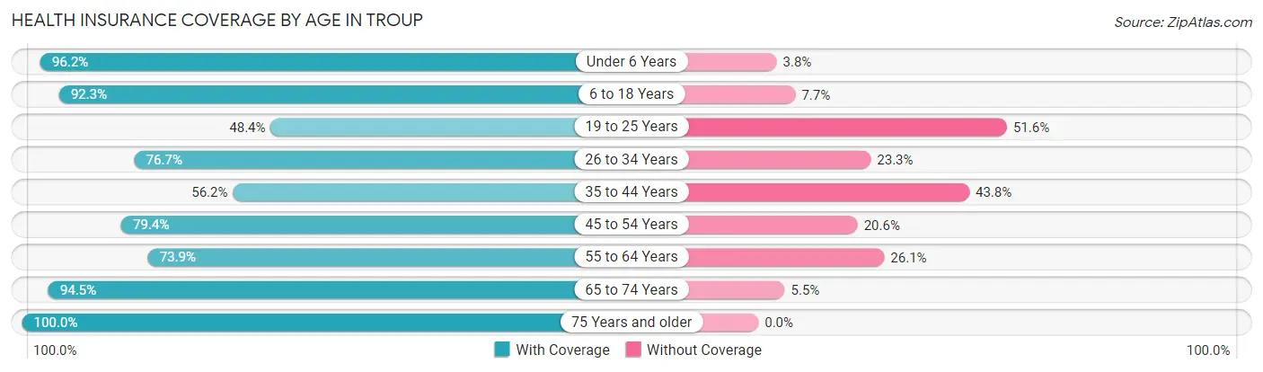 Health Insurance Coverage by Age in Troup