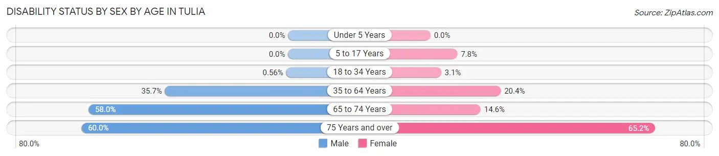 Disability Status by Sex by Age in Tulia
