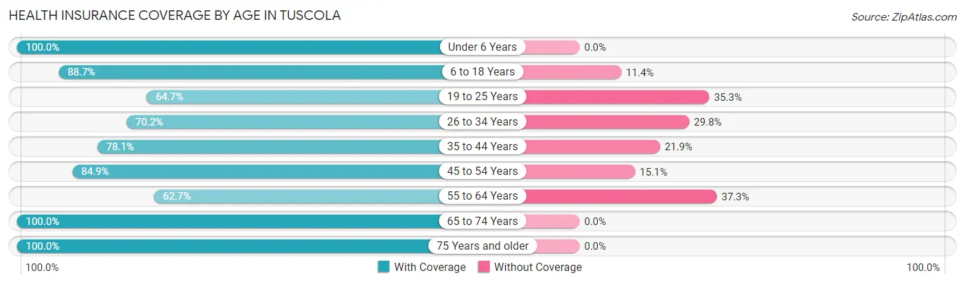 Health Insurance Coverage by Age in Tuscola