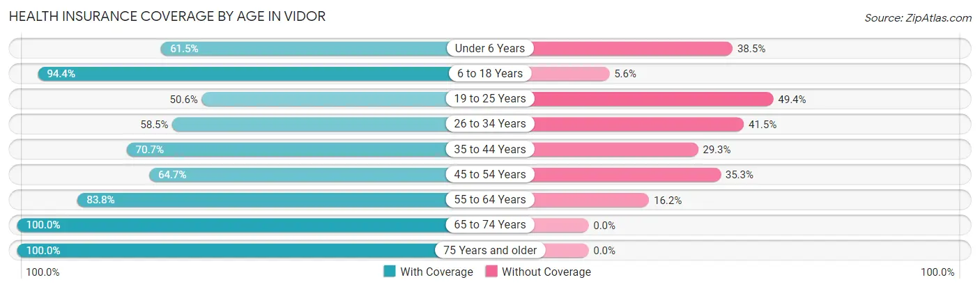 Health Insurance Coverage by Age in Vidor