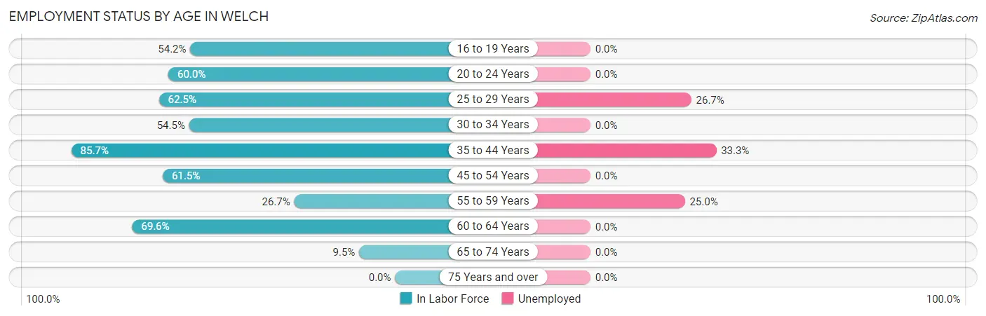 Employment Status by Age in Welch