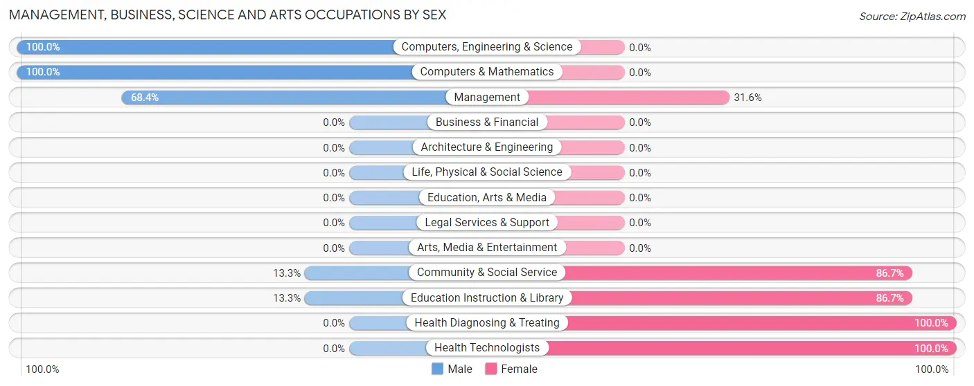 Management, Business, Science and Arts Occupations by Sex in Wellman