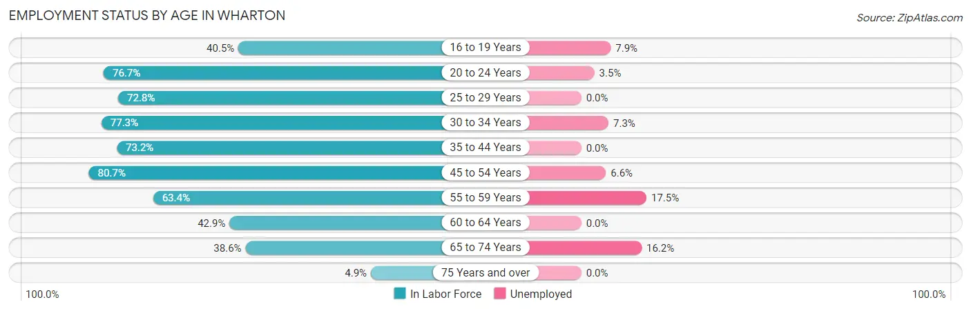 Employment Status by Age in Wharton