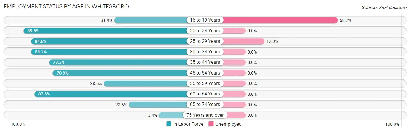 Employment Status by Age in Whitesboro