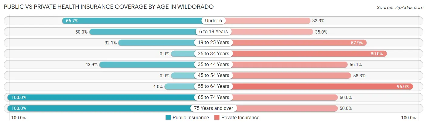 Public vs Private Health Insurance Coverage by Age in Wildorado