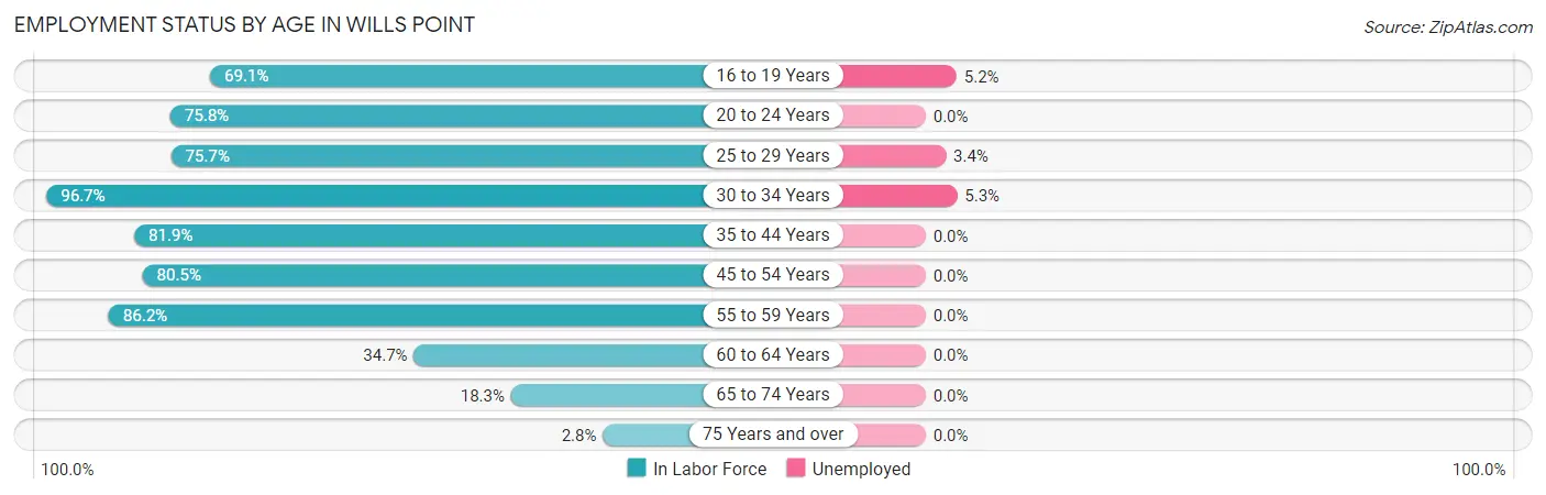 Employment Status by Age in Wills Point