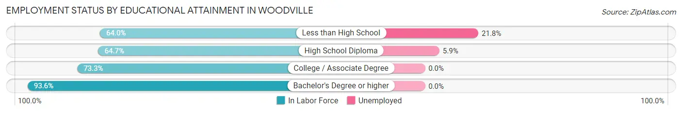 Employment Status by Educational Attainment in Woodville