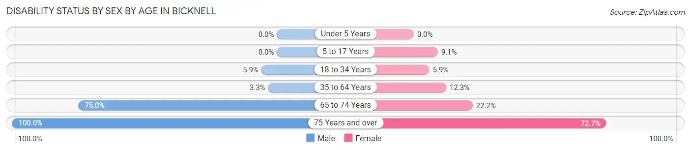 Disability Status by Sex by Age in Bicknell