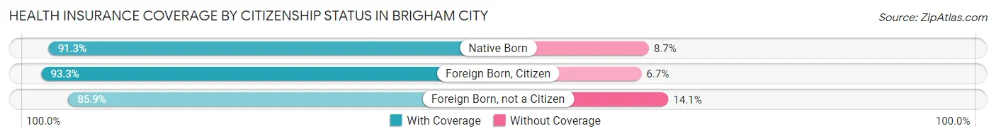 Health Insurance Coverage by Citizenship Status in Brigham City