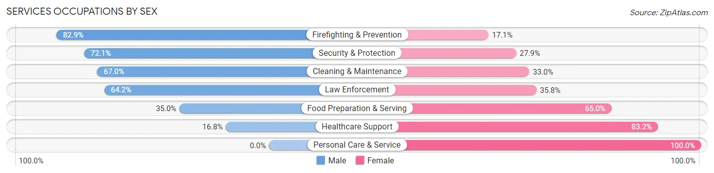 Services Occupations by Sex in Brigham City