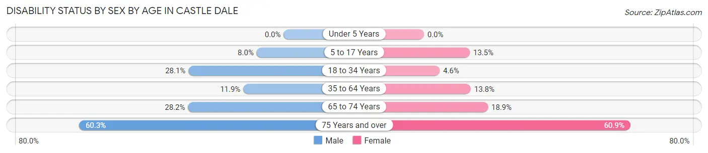Disability Status by Sex by Age in Castle Dale