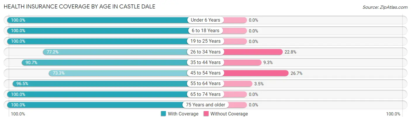 Health Insurance Coverage by Age in Castle Dale