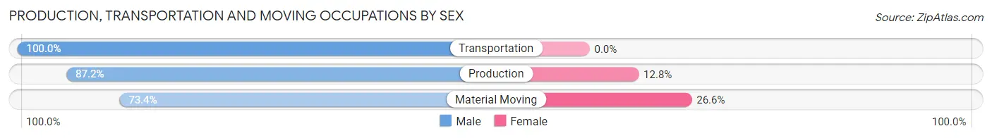 Production, Transportation and Moving Occupations by Sex in East Carbon