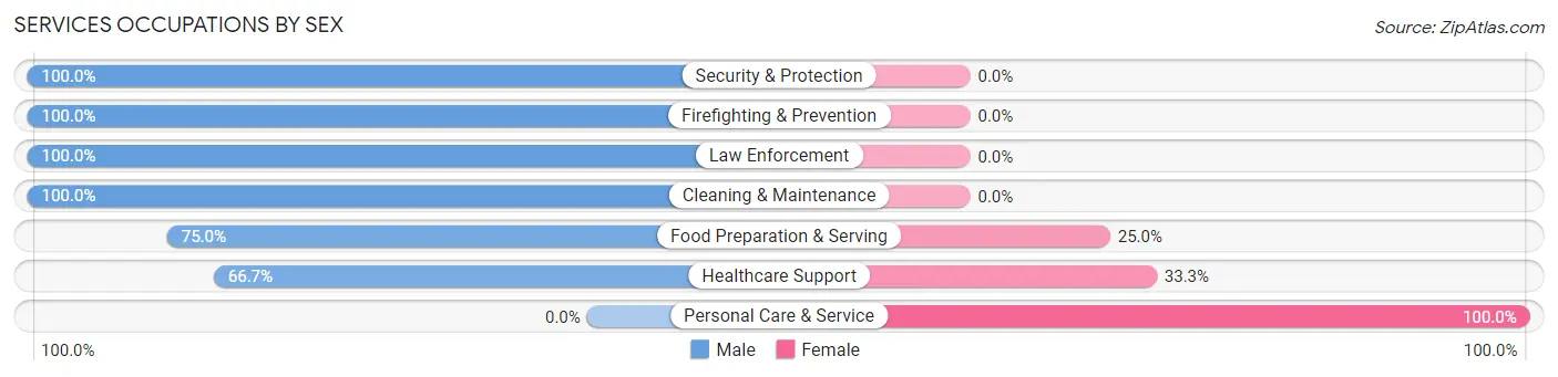 Services Occupations by Sex in Glenwood