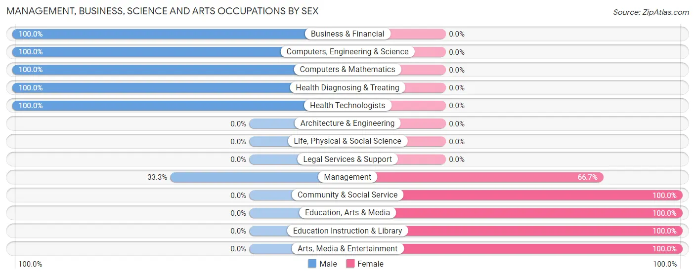 Management, Business, Science and Arts Occupations by Sex in Henrieville