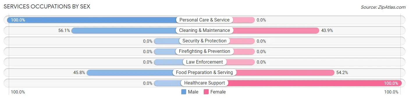 Services Occupations by Sex in Hideout