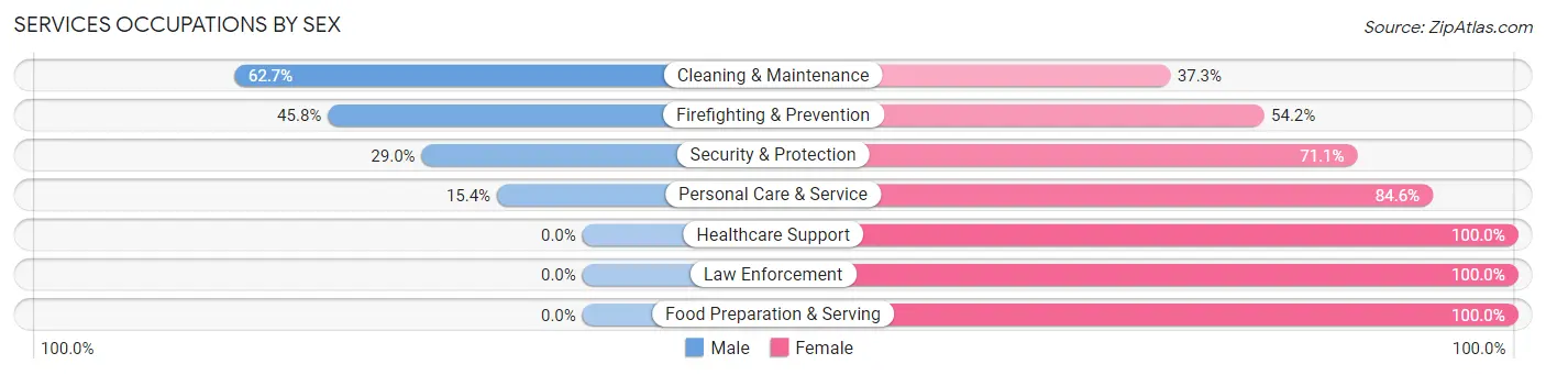 Services Occupations by Sex in Ivins