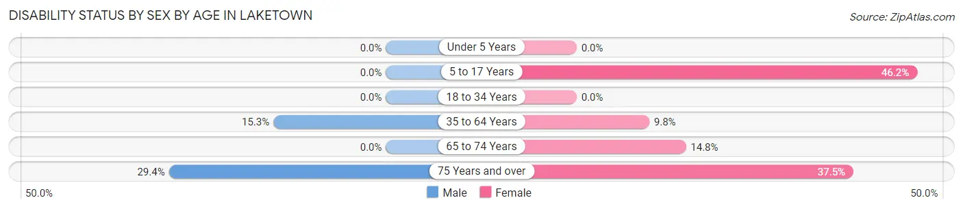 Disability Status by Sex by Age in Laketown