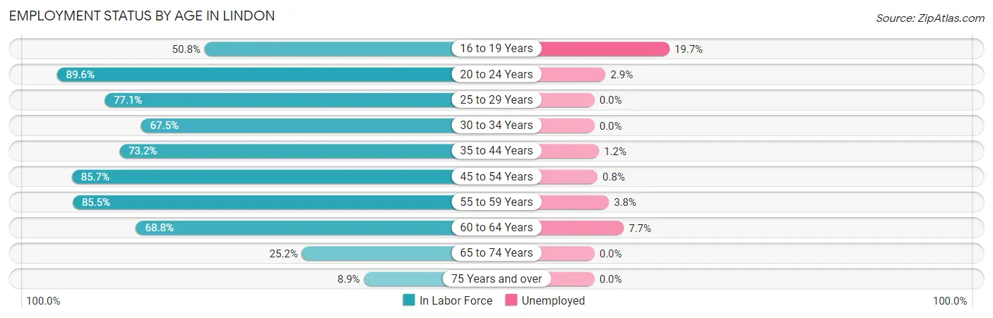 Employment Status by Age in Lindon