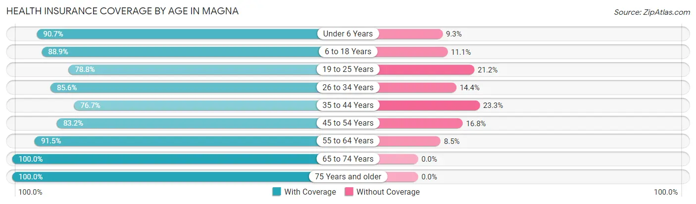 Health Insurance Coverage by Age in Magna