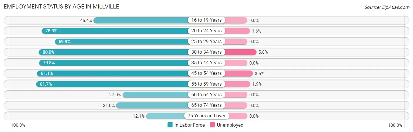 Employment Status by Age in Millville