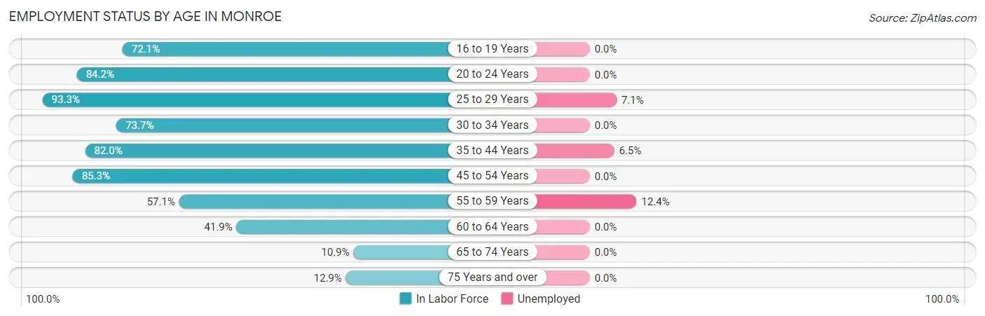 Employment Status by Age in Monroe