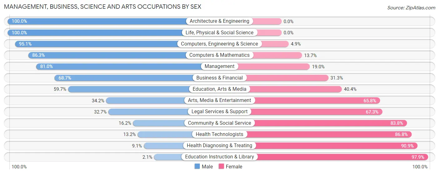 Management, Business, Science and Arts Occupations by Sex in Nephi