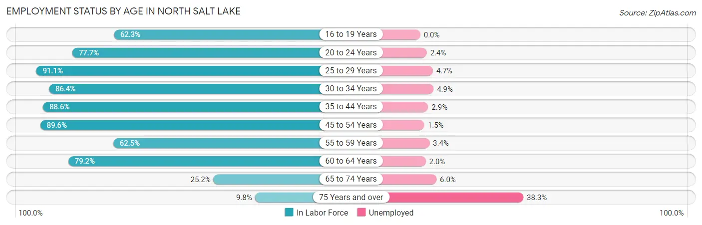 Employment Status by Age in North Salt Lake