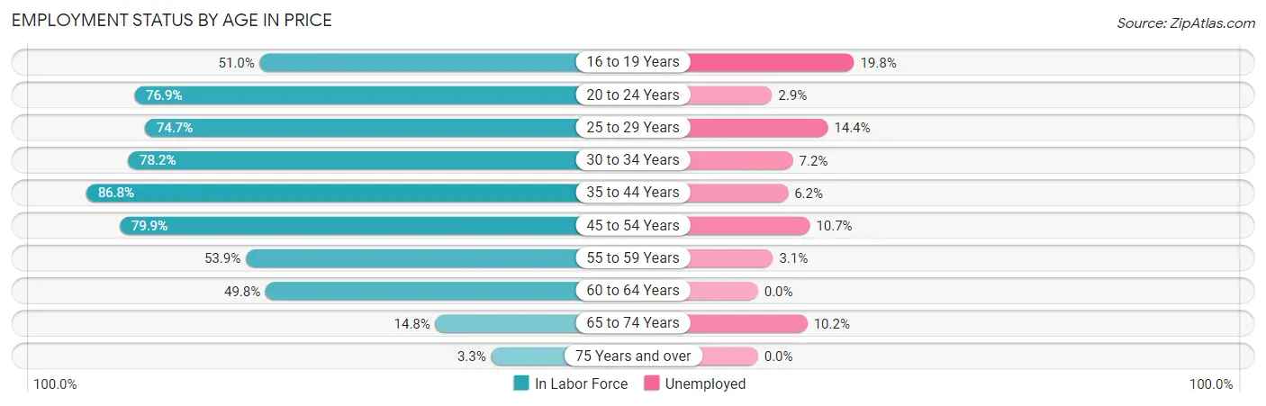 Employment Status by Age in Price