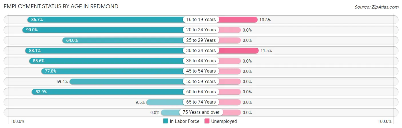 Employment Status by Age in Redmond