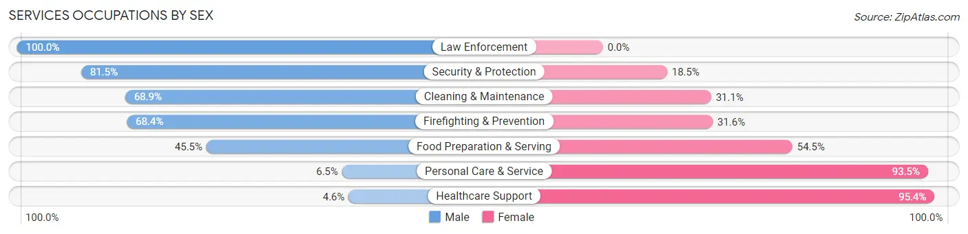 Services Occupations by Sex in Roy