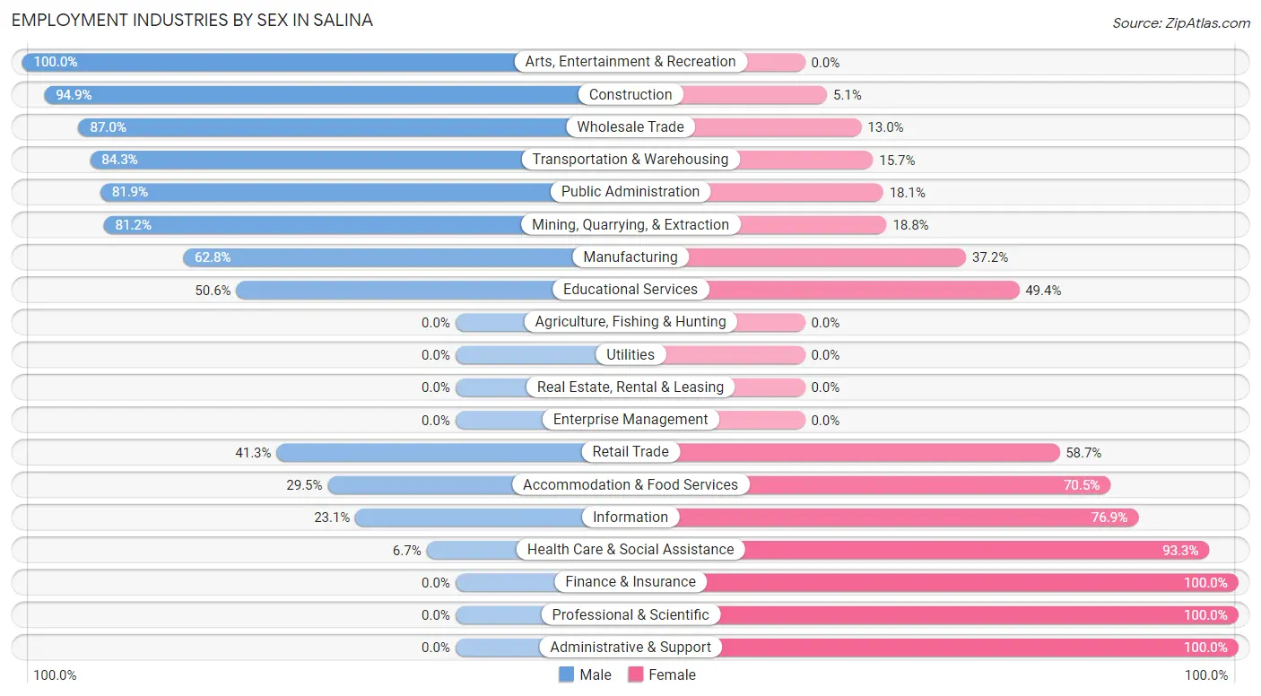 Employment Industries by Sex in Salina