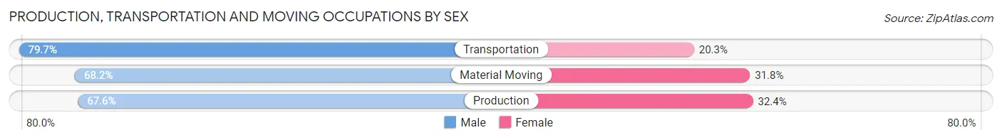 Production, Transportation and Moving Occupations by Sex in Salt Lake City