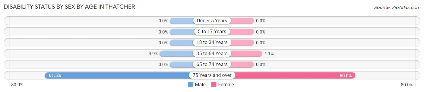 Disability Status by Sex by Age in Thatcher