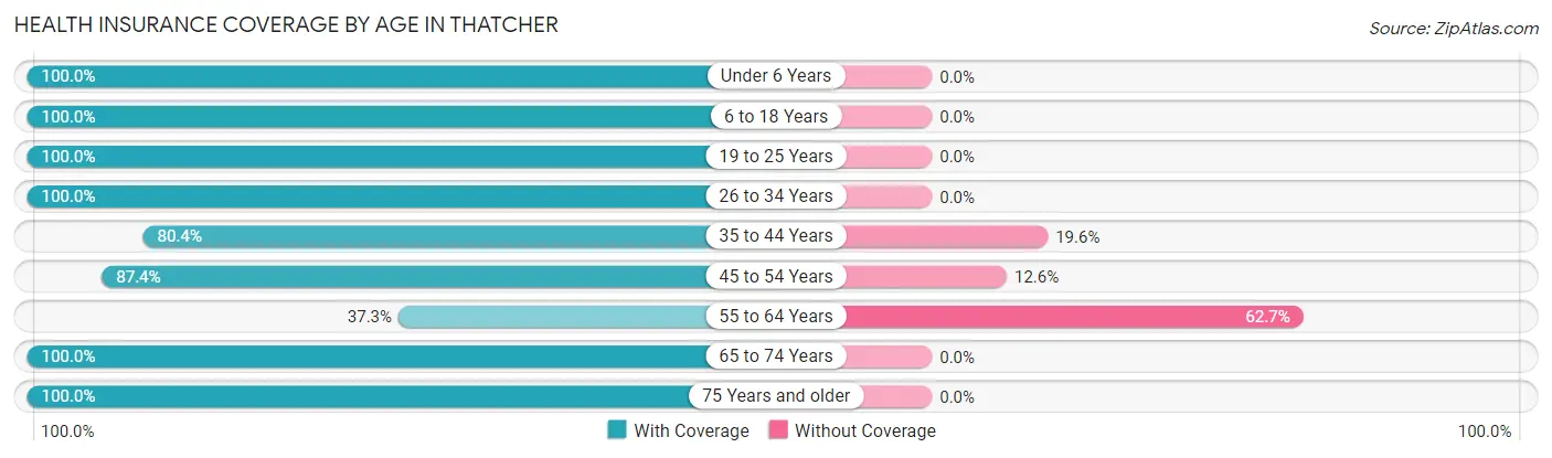 Health Insurance Coverage by Age in Thatcher