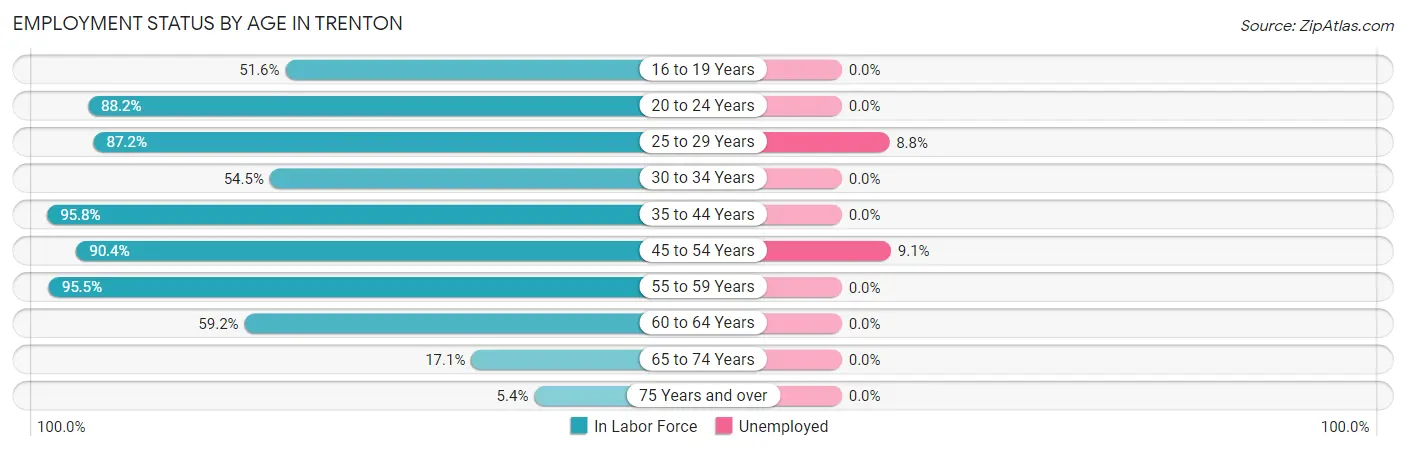 Employment Status by Age in Trenton