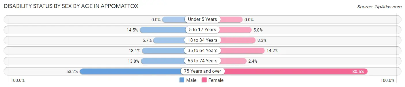 Disability Status by Sex by Age in Appomattox