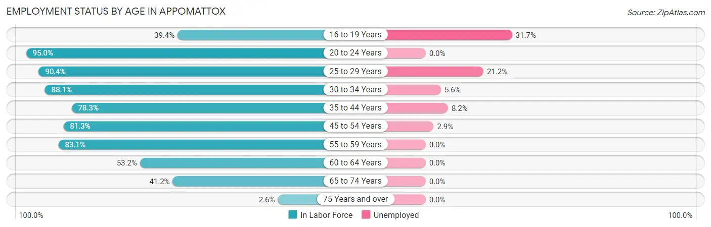 Employment Status by Age in Appomattox