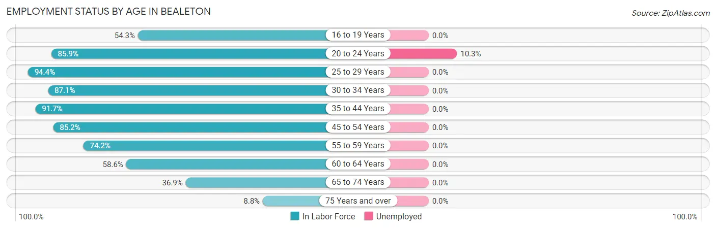 Employment Status by Age in Bealeton